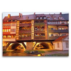 Premium Textil-Leinwand 120 x 80 cm Quer-Format Erfurts Krämerbrücke | Wandbild, HD-Bild auf Keilrahmen, Fertigbild auf hochwertigem Vlies, Leinwanddruck von Flori0