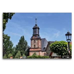 Premium Textil-Leinwand 120 x 80 cm Quer-Format Evangelische Kirche | Wandbild, HD-Bild auf Keilrahmen, Fertigbild auf hochwertigem Vlies, Leinwanddruck von Petrus Bodenstaff