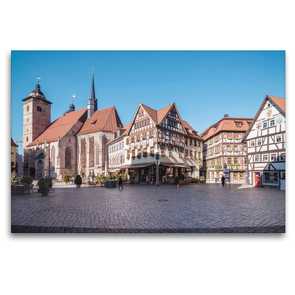 Premium Textil-Leinwand 120 x 80 cm Quer-Format Fachwerk in Schmalkalden | Wandbild, HD-Bild auf Keilrahmen, Fertigbild auf hochwertigem Vlies, Leinwanddruck von N N