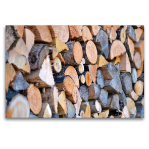 Premium Textil-Leinwand 120 x 80 cm Quer-Format farbenfroher Holzstabel | Wandbild, HD-Bild auf Keilrahmen, Fertigbild auf hochwertigem Vlies, Leinwanddruck von Fotokullt