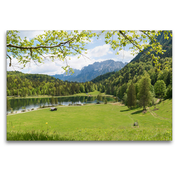 Premium Textil-Leinwand 120 x 80 cm Quer-Format Ferchensee und Karwendel, Mittenwald | Wandbild, HD-Bild auf Keilrahmen, Fertigbild auf hochwertigem Vlies, Leinwanddruck von SusaZoom