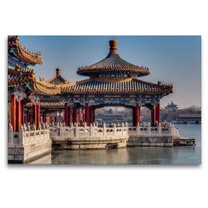 Premium Textil-Leinwand 120 x 80 cm Quer-Format Fünf Drachen Tempel im Beihai-Park in Peking | Wandbild, HD-Bild auf Keilrahmen, Fertigbild auf hochwertigem Vlies, Leinwanddruck von reinhold möller