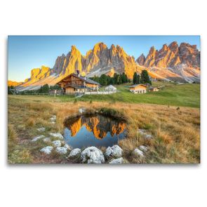 Premium Textil-Leinwand 120 x 80 cm Quer-Format Geisleralm in Südtirol | Wandbild, HD-Bild auf Keilrahmen, Fertigbild auf hochwertigem Vlies, Leinwanddruck von Michael Valjak