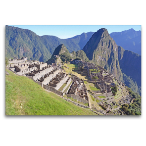 Premium Textil-Leinwand 120 x 80 cm Quer-Format Gesamtansicht der legendären Inkastadt Machu Picchu | Wandbild, HD-Bild auf Keilrahmen, Fertigbild auf hochwertigem Vlies, Leinwanddruck von Ulrich Senff