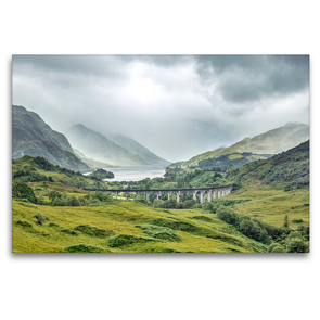 Premium Textil-Leinwand 120 x 80 cm Quer-Format Glenfinnan-Viadukt in den schottischen Highlands | Wandbild, HD-Bild auf Keilrahmen, Fertigbild auf hochwertigem Vlies, Leinwanddruck von Akrema-Photography