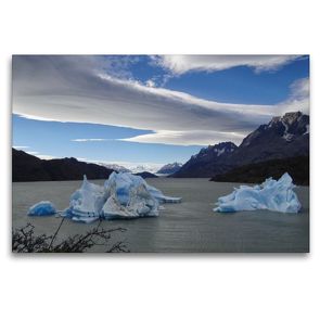 Premium Textil-Leinwand 120 x 80 cm Quer-Format Grey Lake/Torres del Paine-Nationalpark | Wandbild, HD-Bild auf Keilrahmen, Fertigbild auf hochwertigem Vlies, Leinwanddruck von Flori0