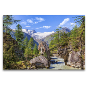 Premium Textil-Leinwand 120 x 80 cm Quer-Format Gschlößtal mit Blick zum Großvenediger | Wandbild, HD-Bild auf Keilrahmen, Fertigbild auf hochwertigem Vlies, Leinwanddruck von Axel Matthies