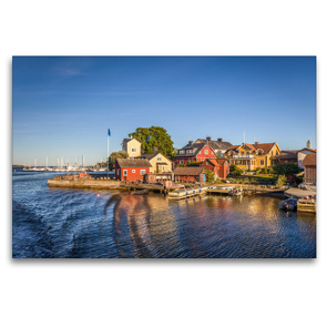 Premium Textil-Leinwand 120 x 80 cm Quer-Format Hafen der Insel Sandhamn | Wandbild, HD-Bild auf Keilrahmen, Fertigbild auf hochwertigem Vlies, Leinwanddruck von Christian Müringer