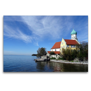 Premium Textil-Leinwand 120 x 80 cm Quer-Format Kirche in Wasserburg | Wandbild, HD-Bild auf Keilrahmen, Fertigbild auf hochwertigem Vlies, Leinwanddruck von Klaus-Peter Huschka u.a.