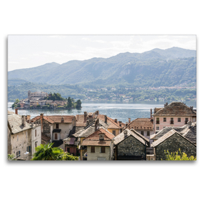 Premium Textil-Leinwand 120 x 80 cm Quer-Format Lago d’Orta | Wandbild, HD-Bild auf Keilrahmen, Fertigbild auf hochwertigem Vlies, Leinwanddruck von Dietmar Janietz