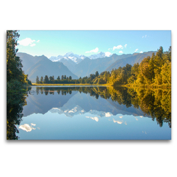 Premium Textil-Leinwand 120 x 80 cm Quer-Format Lake Matheson, Neuseeland | Wandbild, HD-Bild auf Keilrahmen, Fertigbild auf hochwertigem Vlies, Leinwanddruck von Dietmar Janietz