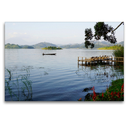 Premium Textil-Leinwand 120 x 80 cm Quer-Format Lake Mutanda | Wandbild, HD-Bild auf Keilrahmen, Fertigbild auf hochwertigem Vlies, Leinwanddruck von Flori0