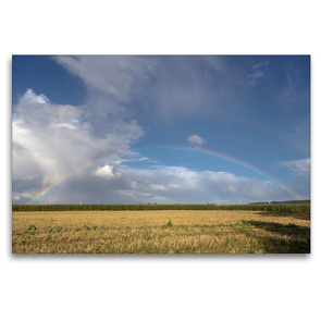 Premium Textil-Leinwand 120 x 80 cm Quer-Format Land unterm Regenbogen | Wandbild, HD-Bild auf Keilrahmen, Fertigbild auf hochwertigem Vlies, Leinwanddruck von Rolf Pötsch