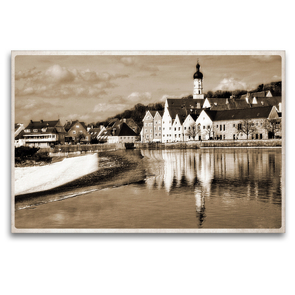 Premium Textil-Leinwand 120 x 80 cm Quer-Format Landsberg am Lech Fotografien im Stil historischer Postkarten | Wandbild, HD-Bild auf Keilrahmen, Fertigbild auf hochwertigem Vlies, Leinwanddruck von Martina Marten