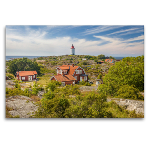 Premium Textil-Leinwand 120 x 80 cm Quer-Format Leuchtturm Landsort Fyr auf der Schäreninsel Öja | Wandbild, HD-Bild auf Keilrahmen, Fertigbild auf hochwertigem Vlies, Leinwanddruck von Christian Müringer