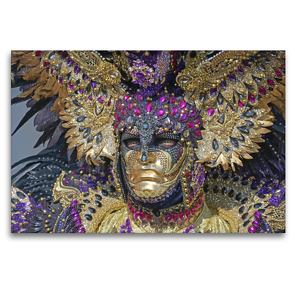 Premium Textil-Leinwand 120 x 80 cm Quer-Format Maskenträger in Venedig | Wandbild, HD-Bild auf Keilrahmen, Fertigbild auf hochwertigem Vlies, Leinwanddruck von GUGIGEI