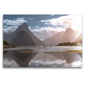 Premium Textil-Leinwand 120 x 80 cm Quer-Format Milford Sound | Wandbild, HD-Bild auf Keilrahmen, Fertigbild auf hochwertigem Vlies, Leinwanddruck von Alexander Höntschel