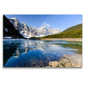 Premium Textil-Leinwand 120 x 80 cm Quer-Format Moraine Lake, Juwel im Banff NP. | Wandbild, HD-Bild auf Keilrahmen, Fertigbild auf hochwertigem Vlies, Leinwanddruck von Adrian Geering
