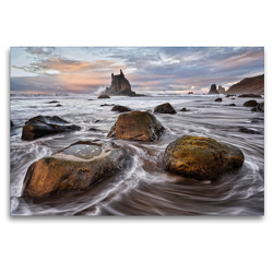 Premium Textil-Leinwand 120 x 80 cm Quer-Format Playa de Benijo | Wandbild, HD-Bild auf Keilrahmen, Fertigbild auf hochwertigem Vlies, Leinwanddruck von Rolf Schnepp