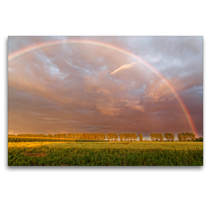 Premium Textil-Leinwand 120 x 80 cm Quer-Format Regenbogen am Abendhimmel | Wandbild, HD-Bild auf Keilrahmen, Fertigbild auf hochwertigem Vlies, Leinwanddruck von Rolf Pötsch