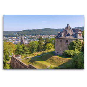 Premium Textil-Leinwand 120 x 80 cm Quer-Format Romantische Stadtansicht von Marburg an der Lahn | Wandbild, HD-Bild auf Keilrahmen, Fertigbild auf hochwertigem Vlies, Leinwanddruck von N N