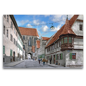 Premium Textil-Leinwand 120 x 80 cm Quer-Format Rothenburg ob der Tauber – Beuerleins Erker um 1899 | Wandbild, HD-Bild auf Keilrahmen, Fertigbild auf hochwertigem Vlies, Leinwanddruck von André Tetsch