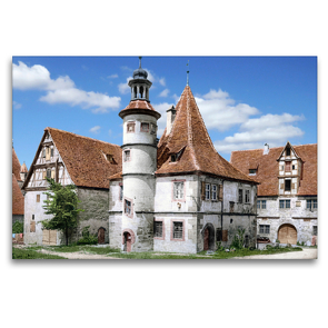 Premium Textil-Leinwand 120 x 80 cm Quer-Format Rothenburg ob der Tauber – Hegereiterhaus um 1897 | Wandbild, HD-Bild auf Keilrahmen, Fertigbild auf hochwertigem Vlies, Leinwanddruck von André Tetsch