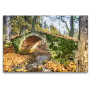 Premium Textil-Leinwand 120 x 80 cm Quer-Format Schafsbrücke im Kemnitzbachtal im Burgsteingebiet aus dem Jahr 1652 | Wandbild, HD-Bild auf Keilrahmen, Fertigbild auf hochwertigem Vlies, Leinwanddruck von Ulrich Männel www.studio-fifty-five.de