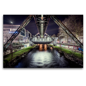 Premium Textil-Leinwand 120 x 80 cm Quer-Format Schwebebahnstation Wuppertal | Wandbild, HD-Bild auf Keilrahmen, Fertigbild auf hochwertigem Vlies, Leinwanddruck von Alexander Gründel