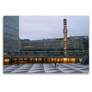 Premium Textil-Leinwand 120 x 80 cm Quer-Format Sergels torg – Stockholm | Wandbild, HD-Bild auf Keilrahmen, Fertigbild auf hochwertigem Vlies, Leinwanddruck von Monika Dietsch