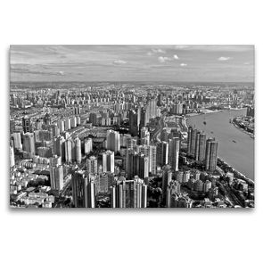 Premium Textil-Leinwand 120 x 80 cm Quer-Format Shanghai Skyline | Wandbild, HD-Bild auf Keilrahmen, Fertigbild auf hochwertigem Vlies, Leinwanddruck von Ralf Wittstock