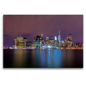 Premium Textil-Leinwand 120 x 80 cm Quer-Format Skyline New York City bei Nacht | Wandbild, HD-Bild auf Keilrahmen, Fertigbild auf hochwertigem Vlies, Leinwanddruck von Franz Tangermann