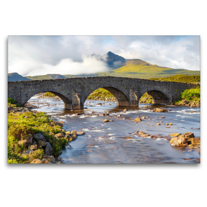 Premium Textil-Leinwand 120 x 80 cm Quer-Format Sligachan Old Bridge, Isle of Skye, Schottland | Wandbild, HD-Bild auf Keilrahmen, Fertigbild auf hochwertigem Vlies, Leinwanddruck von Harald Schnitzler