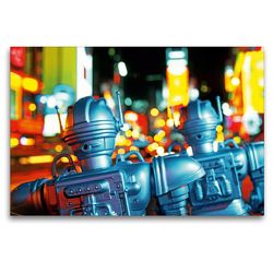 Premium Textil-Leinwand 120 x 80 cm Quer-Format Spielzeugroboter auf dem Times Square, New York City, USA | Wandbild, HD-Bild auf Keilrahmen, Fertigbild auf hochwertigem Vlies, Leinwanddruck von CALVENDO