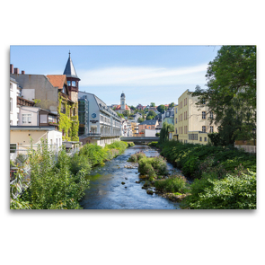 Premium Textil-Leinwand 120 x 80 cm Quer-Format Stadtansicht von Aue im Erzgebirge | Wandbild, HD-Bild auf Keilrahmen, Fertigbild auf hochwertigem Vlies, Leinwanddruck von Gabriele Hanke