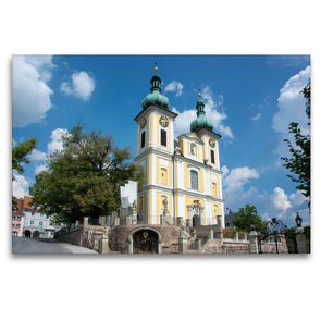 Premium Textil-Leinwand 120 x 80 cm Quer-Format Stadtkirche St. Johann in Donaueschingen | Wandbild, HD-Bild auf Keilrahmen, Fertigbild auf hochwertigem Vlies, Leinwanddruck von Stefanie und Philipp Kellmann