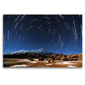Premium Textil-Leinwand 120 x 80 cm Quer-Format Sterne überm Teide | Wandbild, HD-Bild auf Keilrahmen, Fertigbild auf hochwertigem Vlies, Leinwanddruck von Raico Rosenberg