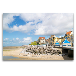 Premium Textil-Leinwand 120 x 80 cm Quer-Format Strandpromenade von Wimereux | Wandbild, HD-Bild auf Keilrahmen, Fertigbild auf hochwertigem Vlies, Leinwanddruck von DannyTchi