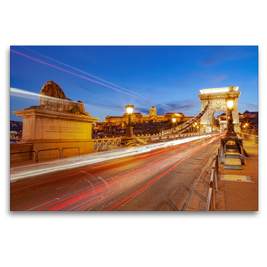 Premium Textil-Leinwand 120 x 80 cm Quer-Format Széchenyi Chain Bridge (Budapest-Ungarn) | Wandbild, HD-Bild auf Keilrahmen, Fertigbild auf hochwertigem Vlies, Leinwanddruck von TJPhotography