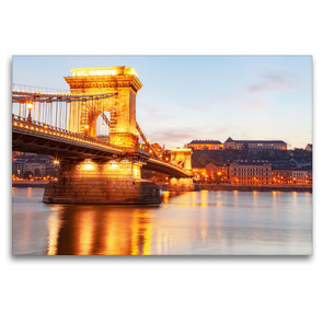 Premium Textil-Leinwand 120 x 80 cm Quer-Format Széchenyi Chain Bridge (Budapest-Ungarn) | Wandbild, HD-Bild auf Keilrahmen, Fertigbild auf hochwertigem Vlies, Leinwanddruck von TJPhotography