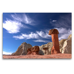 Premium Textil-Leinwand 120 x 80 cm Quer-Format Toadstool Hoodoo im Grand Staircase Escalante National Monument, Utah, USA | Wandbild, HD-Bild auf Keilrahmen, Fertigbild auf hochwertigem Vlies, Leinwanddruck von Markus Pitzer