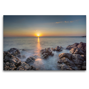 Premium Textil-Leinwand 120 x 80 cm Quer-Format Traumhafter Sonnenaufgang in Fautea | Wandbild, HD-Bild auf Keilrahmen, Fertigbild auf hochwertigem Vlies, Leinwanddruck von Tom Czermak