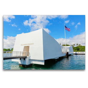 Premium Textil-Leinwand 120 x 80 cm Quer-Format U.S.S. Arizona Memorial in Pearl Harbor | Wandbild, HD-Bild auf Keilrahmen, Fertigbild auf hochwertigem Vlies, Leinwanddruck von Christian Müller