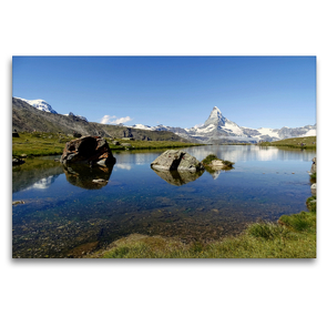 Premium Textil-Leinwand 120 x 80 cm Quer-Format Und ewig lockt das Matterhorn…. | Wandbild, HD-Bild auf Keilrahmen, Fertigbild auf hochwertigem Vlies, Leinwanddruck von Susan Michel
