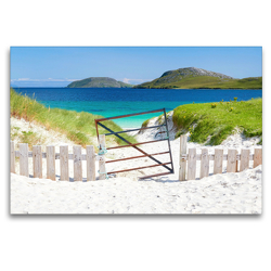 Premium Textil-Leinwand 120 x 80 cm Quer-Format Vatersay Beach auf den Äußeren Hebriden in Schottland | Wandbild, HD-Bild auf Keilrahmen, Fertigbild auf hochwertigem Vlies, Leinwanddruck von Sandra Schänzer