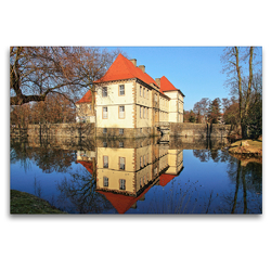 Premium Textil-Leinwand 120 x 80 cm Quer-Format Wasserschloss Strünkede in Herne-Baukau. | Wandbild, HD-Bild auf Keilrahmen, Fertigbild auf hochwertigem Vlies, Leinwanddruck von Michael Jäger