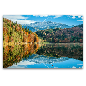 Premium Textil-Leinwand 120 x 80 cm Quer-Format Wasserspiegelung am Hechtsee | Wandbild, HD-Bild auf Keilrahmen, Fertigbild auf hochwertigem Vlies, Leinwanddruck von Sascha Ferrari