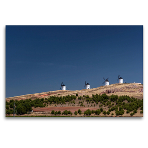 Premium Textil-Leinwand 120 x 80 cm Quer-Format Windmühlen in La Mancha | Wandbild, HD-Bild auf Keilrahmen, Fertigbild auf hochwertigem Vlies, Leinwanddruck von Andreas Schön