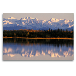 Premium Textil-Leinwand 120 x 80 cm Quer-Format Wrangell Mountains, Deadman Lake, Alaska | Wandbild, HD-Bild auf Keilrahmen, Fertigbild auf hochwertigem Vlies, Leinwanddruck von Christian Heeb