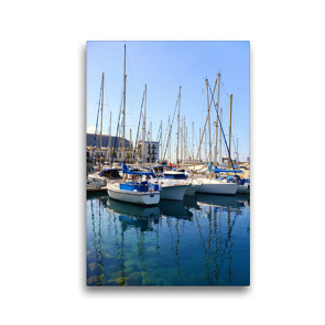 Premium Textil-Leinwand 30 x 45 cm Hoch-Format Boote im Hafen von Puerto de Mogan auf Gran Canaria. | Wandbild, HD-Bild auf Keilrahmen, Fertigbild auf hochwertigem Vlies, Leinwanddruck von Anja Frost